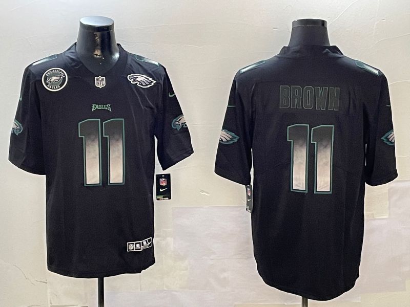 Men Philadelphia Eagles #11 Brown Black Nike Smoke Fashion 2024 Limited NFL Jersey style 4->philadelphia eagles->NFL Jersey